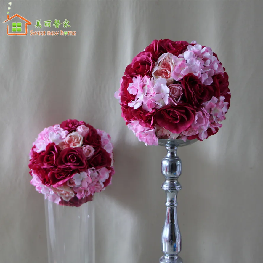 

Sweet new home Artificial silk kissing flower ball centerpieces wedding decoration rose Hydrangea diameter 30cm