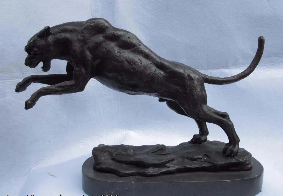 

Western classical Copper Bronze Marble Carving running Cheetah Leopard Statue