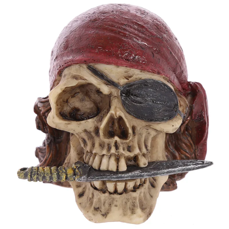 Искусственный камень череп Карибы пират Captian в трикорн шляпа грабежа череп скелет готический орнамент фигурка череп украшение