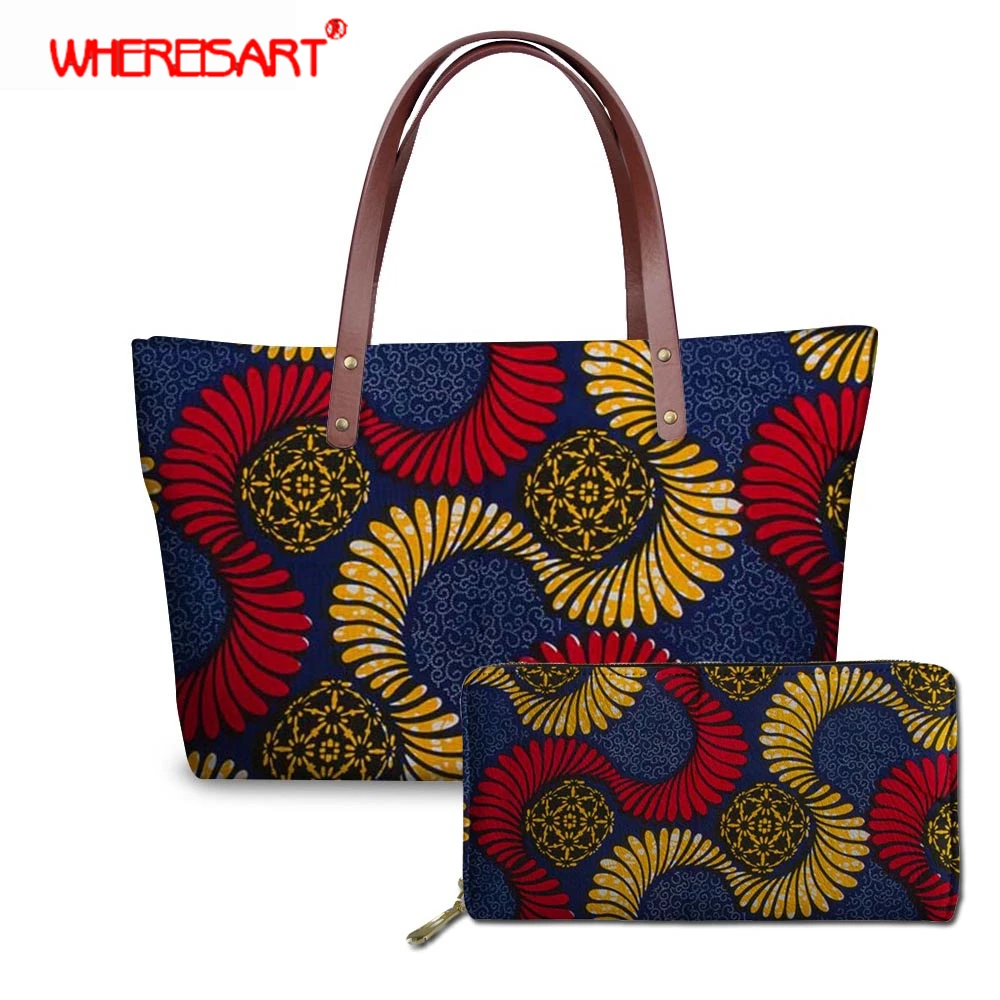 

WHEREISART 2019 Women Bag African Printed Female Handbags Designer Shoulder Messenger Bags Lady Large Capacity Bucket Sac a main