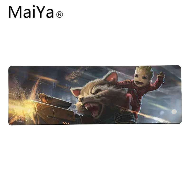 Maiya Rocket Raccoon Groot Guardians of the Galaxy Keyboards Mat Gaming mousepad Desk Mat Large Mouse Pad Keyboards Mat - Цвет: Lock Edge 40X90cm