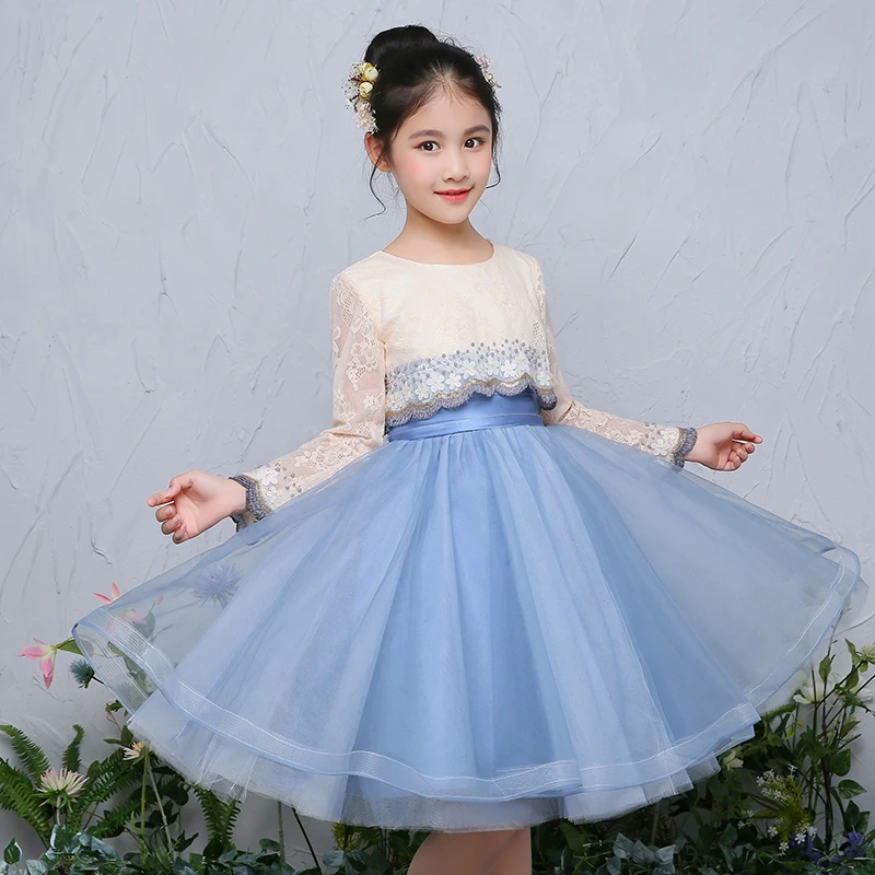 Royal Princess Dress High Quality Lace Ball Gown Long Sleeve Flower Girls Dresses Kids Prom Dress Lace Girl Communion Dress A43 Royal Princess Dress High Quality Lace Ball Gown Long Sleeve Flower Girls Dresses Kids Prom Dress Lace Girl Communion Dress A43