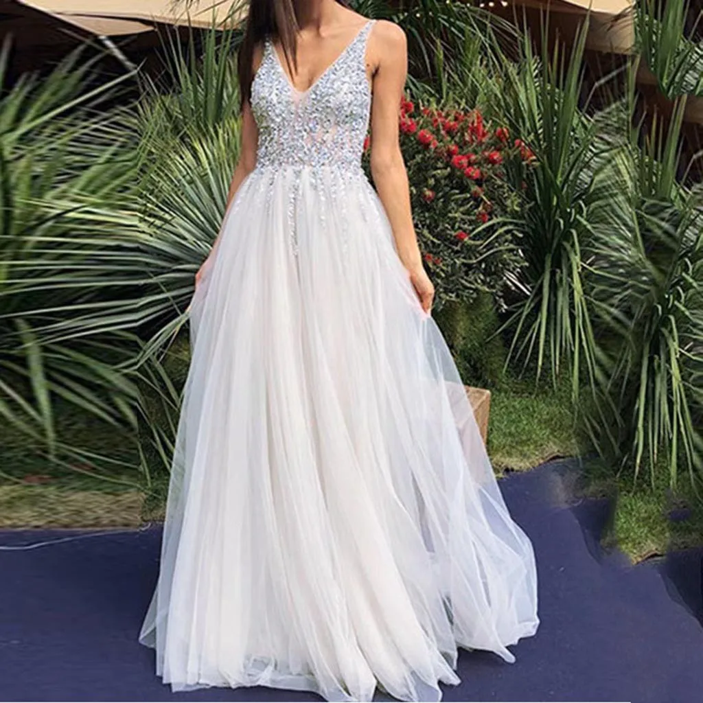 

Fashion Female Sleeveless Party Slim Maxi Dresses Elegant V Neck Women Dresses Ladies plus size clothes robe femme