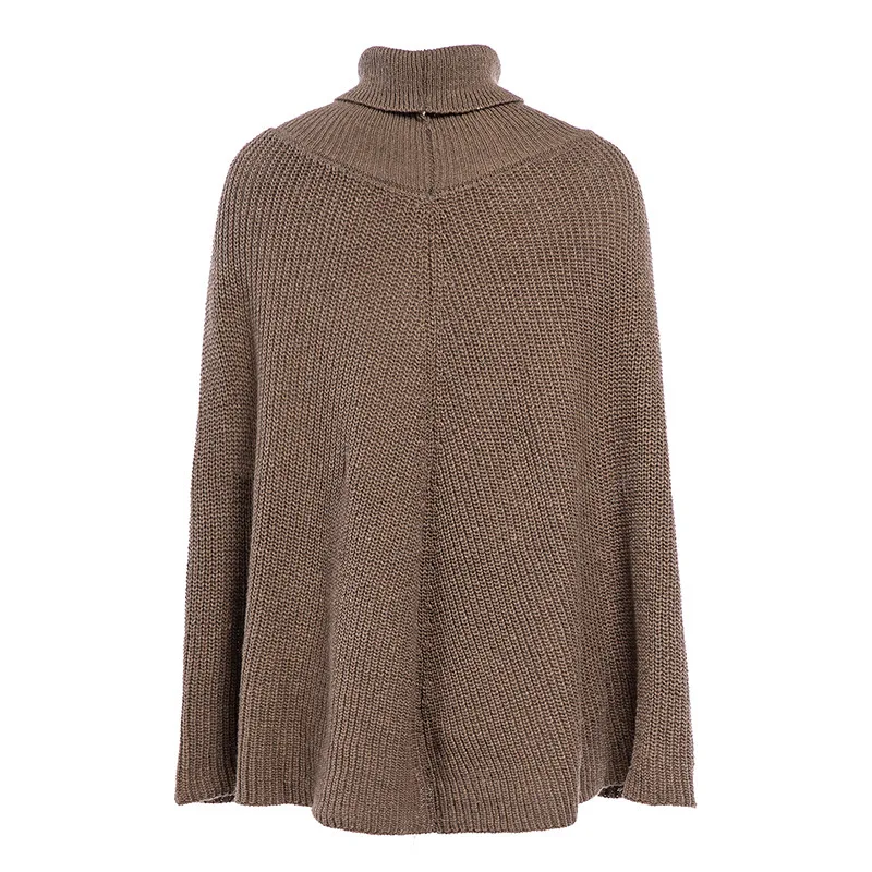 Autumn Winter Women Turtleneck Capes Casual Pullover Knitting Sweater Shawl Loose Plus size Solid color Poncho Coat cape femme Autumn Winter Women Turtleneck Capes Casual Pullover Knitting Sweater Shawl Loose Plus size Solid color Poncho Coat cape femme
