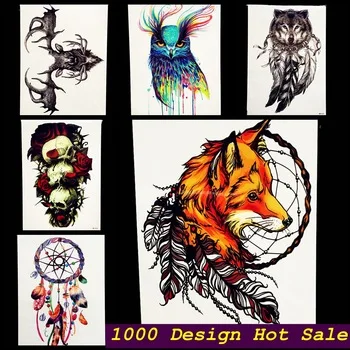 1PC Latest 3D Fox Designs Flash Waterproof Tattoo Women Body Art Sleeve Tatoo GHB-358 Feather Totem Armband Men Tattoo Stickers