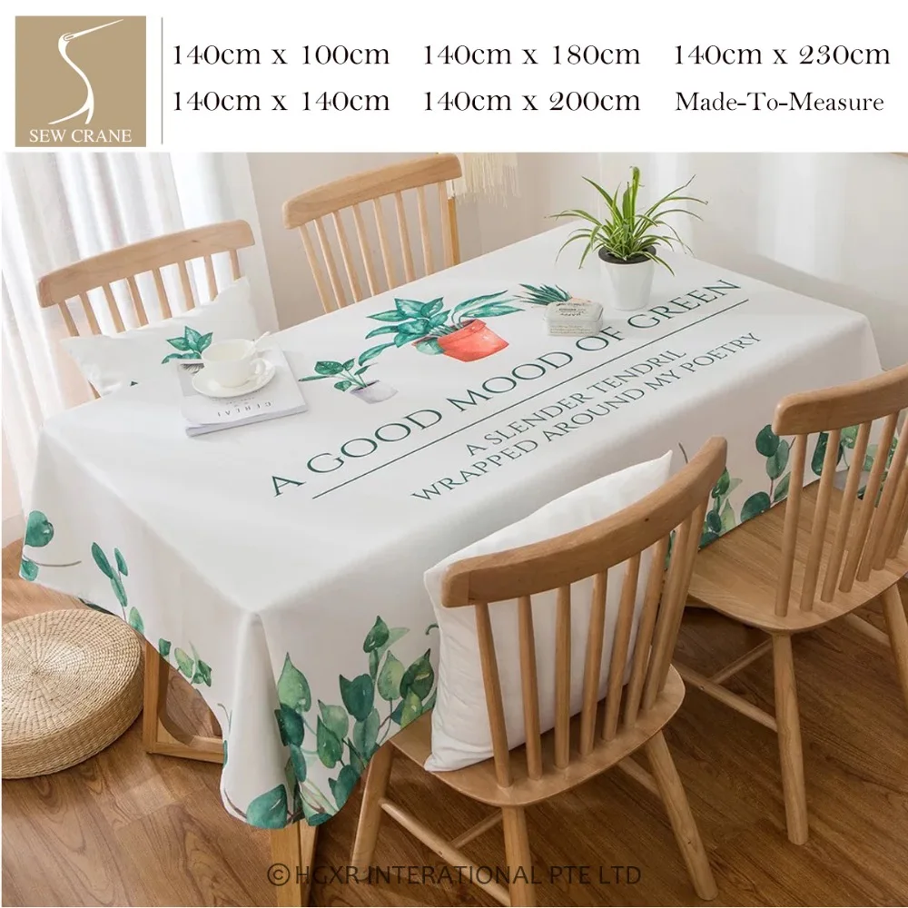 SewCrane Green Leaves Easy Summer Good Mood of Green Wipe Clean Cotton