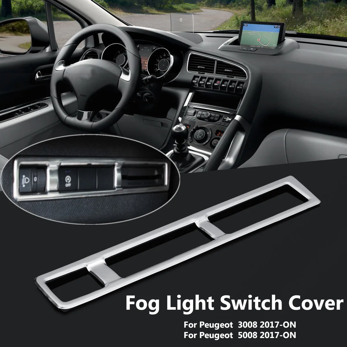 

Car Headlight Fog Light Button Cover Trim Stainless Steel Decoration Sticker for Peugeot 3008 GT 50082017 2018 Car Styling