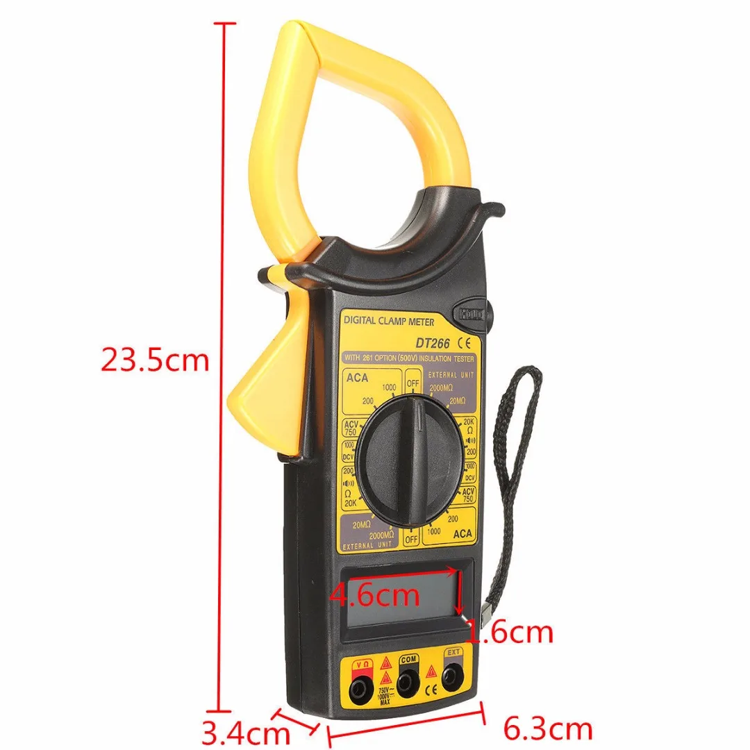 DT266 клещи переменного/постоянного тока Напряжение тест er ЖК-цифровой мультиметр зажим измерительные инструменты+ Тестовый Кабель