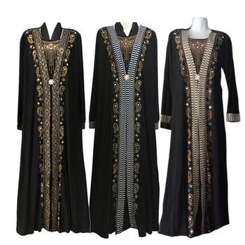 Muslim Dubai section 2018 hot drilling robe Middle East large size women's clothing Muslim Dubai section 2018 hot drilling robe Middle East large size women's clothing