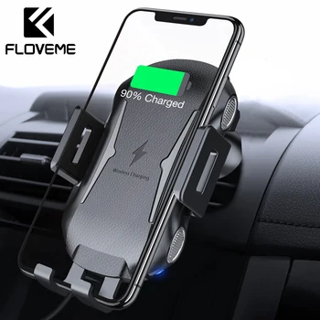 FLOVEME Car Qi Wireless Charger For iPhone XR XS Max X Intelligent Sensor Fast Wirless Charging USB Wireless Car Charger Holder