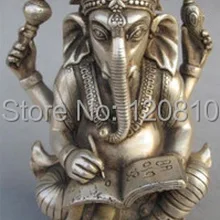 Новое поступление Продвижение Античная имитация Китай Скульптура резные серебряные Тибет старый Медь слон Бог богатства Статуя Будды