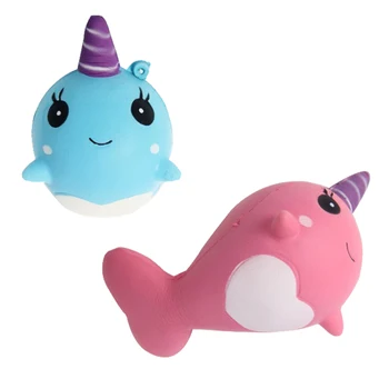 

Squeeze Pink/Blue Horse Dolphins Phone Straps Charm Slow Rising Cute Animal Kids Doll Squeeze Toys Keychain Soft Fun Gift