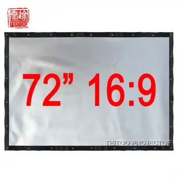 

72 Inches 16:9 Silver Cortina Metal Front Projection Screen Curtain Film Fabric to Home Cinema System HD LED 3D Smart Projectors