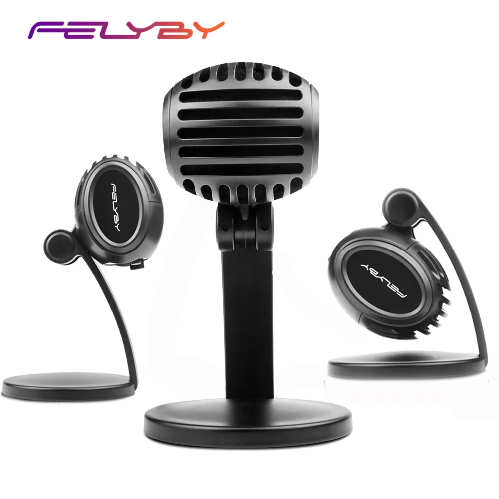 

FELYBY Collapsible Mini Cool Recording Wired Desktop Condenser Microphone for Computer Laptop Adjusting the Reverb