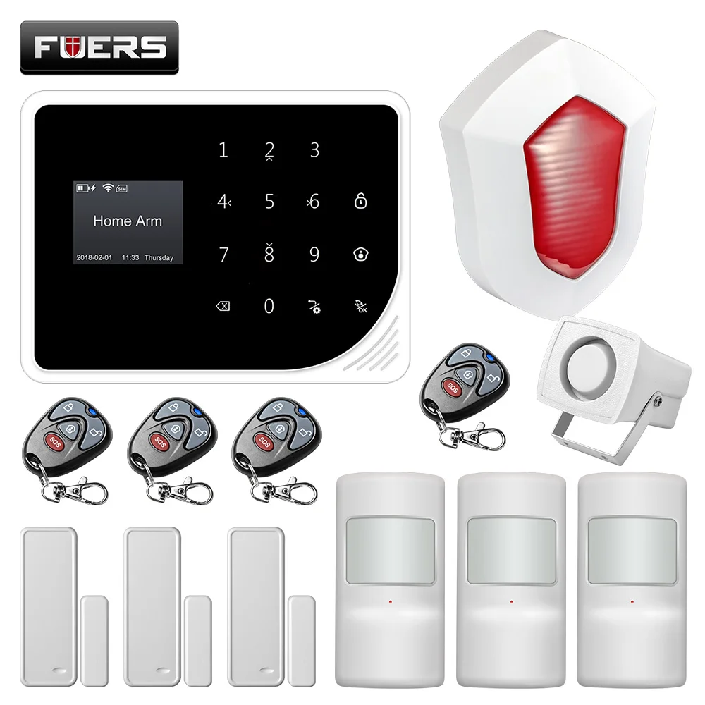 

FUERS S5 2.4G wifi GSM wireless Security Home Alarm System APP Control Alarm Russian Spanish English Dutch with Ip camera