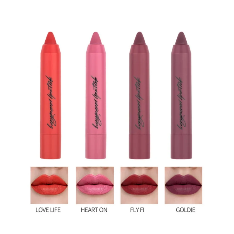 4pcs natural matte lipstick waterproof long-lasting batom lips tint velvet matt lip stick kit makeup set for women girls beau