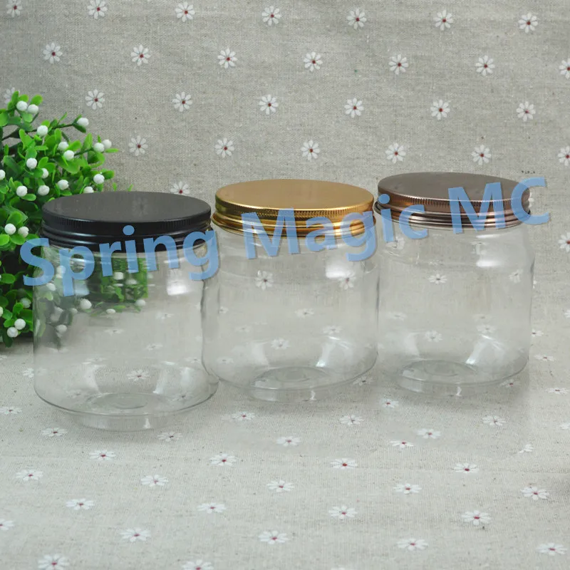 280g Transparent PET Cream Jars With Black/gold Aluminum Lid Food Container for Mask/hair wax Plastic Storage Tank | Красота и