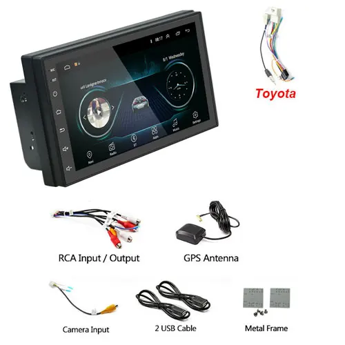 Podofo 2 Din 7 ''Android автомобильный Радио gps Bluetooth MP5 мультимедийный плеер FM wifi Авто Аудио Универсальный резервный монитор Авторадио - Цвет: Toyota Cable