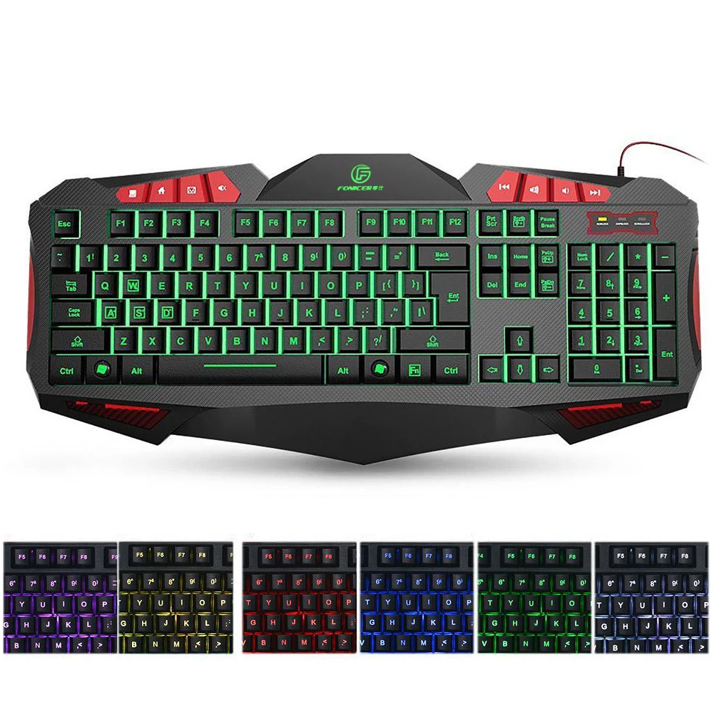 Domineering LED USB font b Gaming b font Keyboard with 7 Adjustable Colorful Backlights