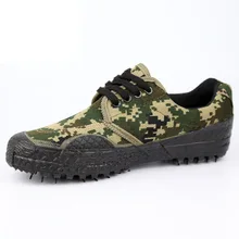 Резиновая хорошее качество Армейский Зеленый Открытый поле горы холст Военная Униформа Низкий Топ камуфляж поезд Обувь для прогулок человек Сапоги и ботинки для девочек flate