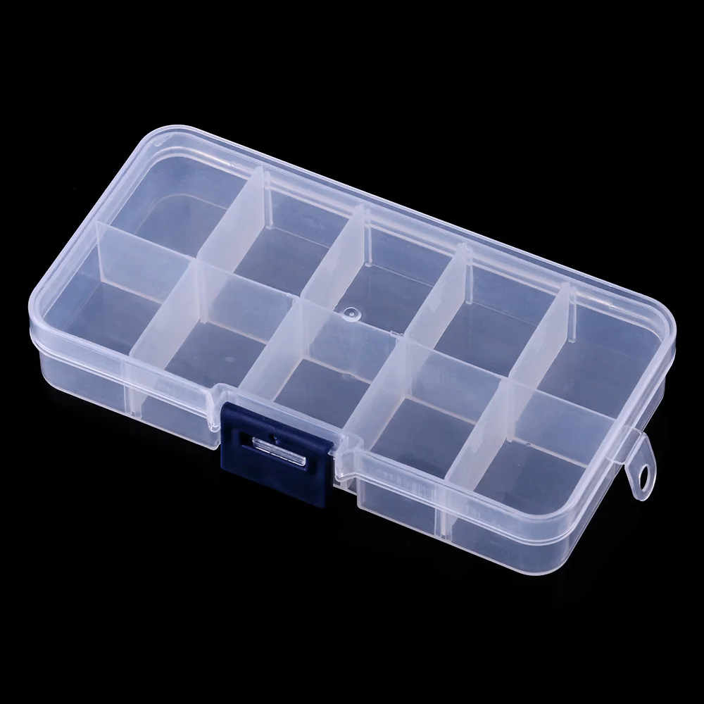 

1pcs Transparent 10 Compartments Fishing Box High Strength Visible Plastic Box Fishing Tackle Box