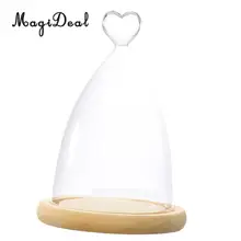 Стеклянный дисплей Cloche колокольчик банка с рисунком цветов купол бесцветный сохранение с деревянной основой свадебное праздничное украшение для дня рождения подарок