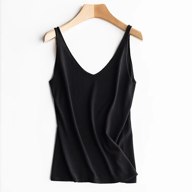 2018 Для женщин Тонкий бретели Вязание Топы женские Bodycon рукавов v образным вырезом