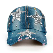 Womail Шапки Кепки s для мальчиков и девочек одноцветное Бейсбол шляпка с заклепками Для женщин Для мужчин звезды Denim бейсбольная кепка со стразами Хип-Хоп плоская шляпа Mar27