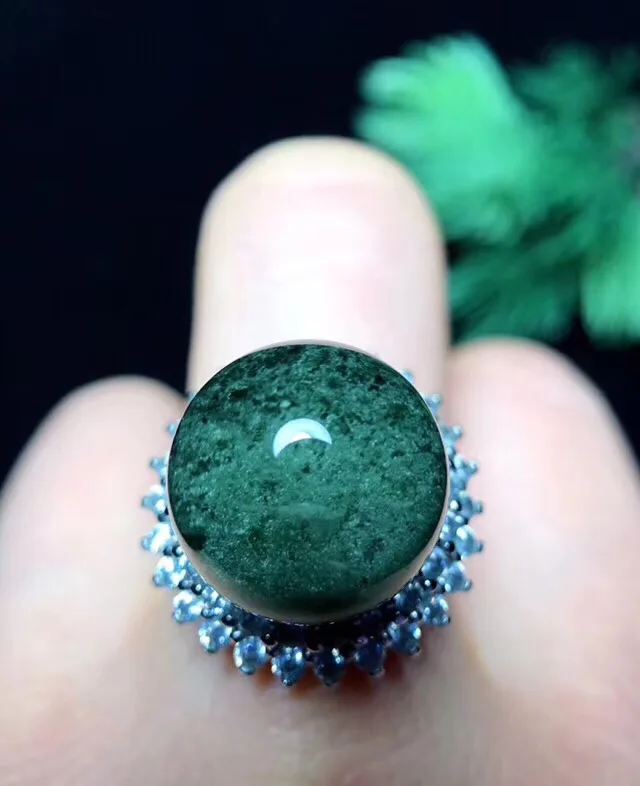 Natural Green Phantom Quartz Crystal Adjustable Ring (5)