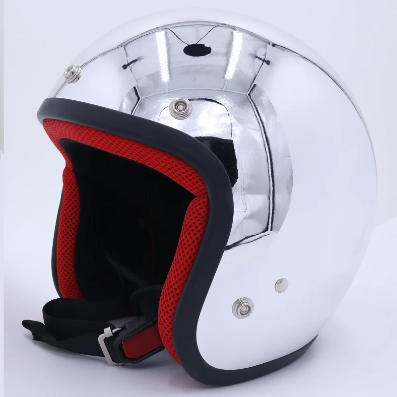 

free shipping VECCHIO vintage motorcycle chrome helmet moto casco capacete small helmet 3/4 open face vintage motocross helmets