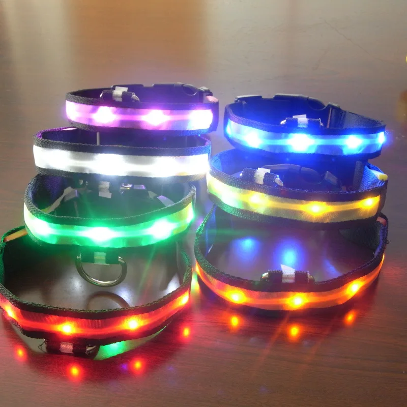 

Nylon Dog Collars LED Pet Collar Anti-Lost Flashing Glow Collars Night Safety 7 Colors Available S M L XL For Pet Cat Dog