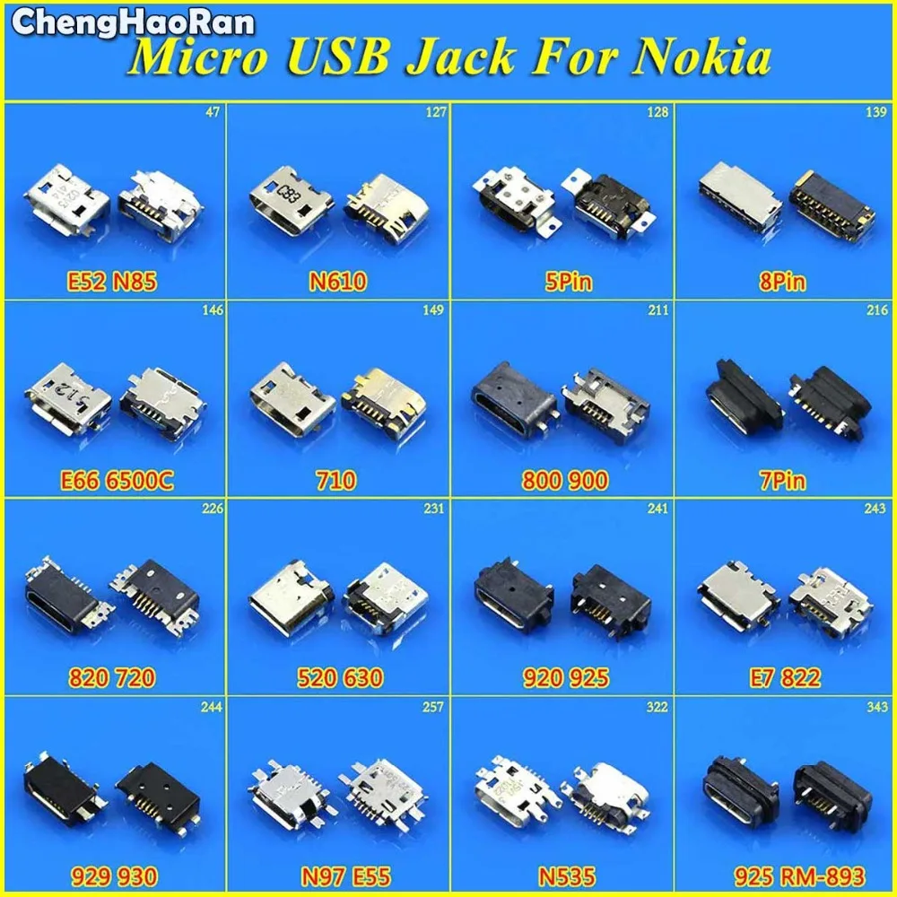 Chenghaoran Micro Usb Connettore Presa Martinetti Dock Di Ricarica Porta Per Nokia N97 N85 N610 N535 E66 E7 520 630 710 800 820 900 925
