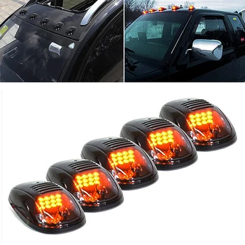 

5pcs For 2003-2016 Dodge Ram 2500 3500 Smoked Lens 3000K Yellow LED Cab Roof Top Marker Running Lights