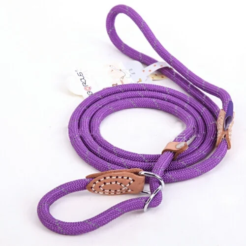 Поводок для собак для больших собак, тренировочный продукт для домашних животных, ошейники, ремни, аксессуары для собак, светоотражающий регулируемый поводок для собаки - Цвет: purple
