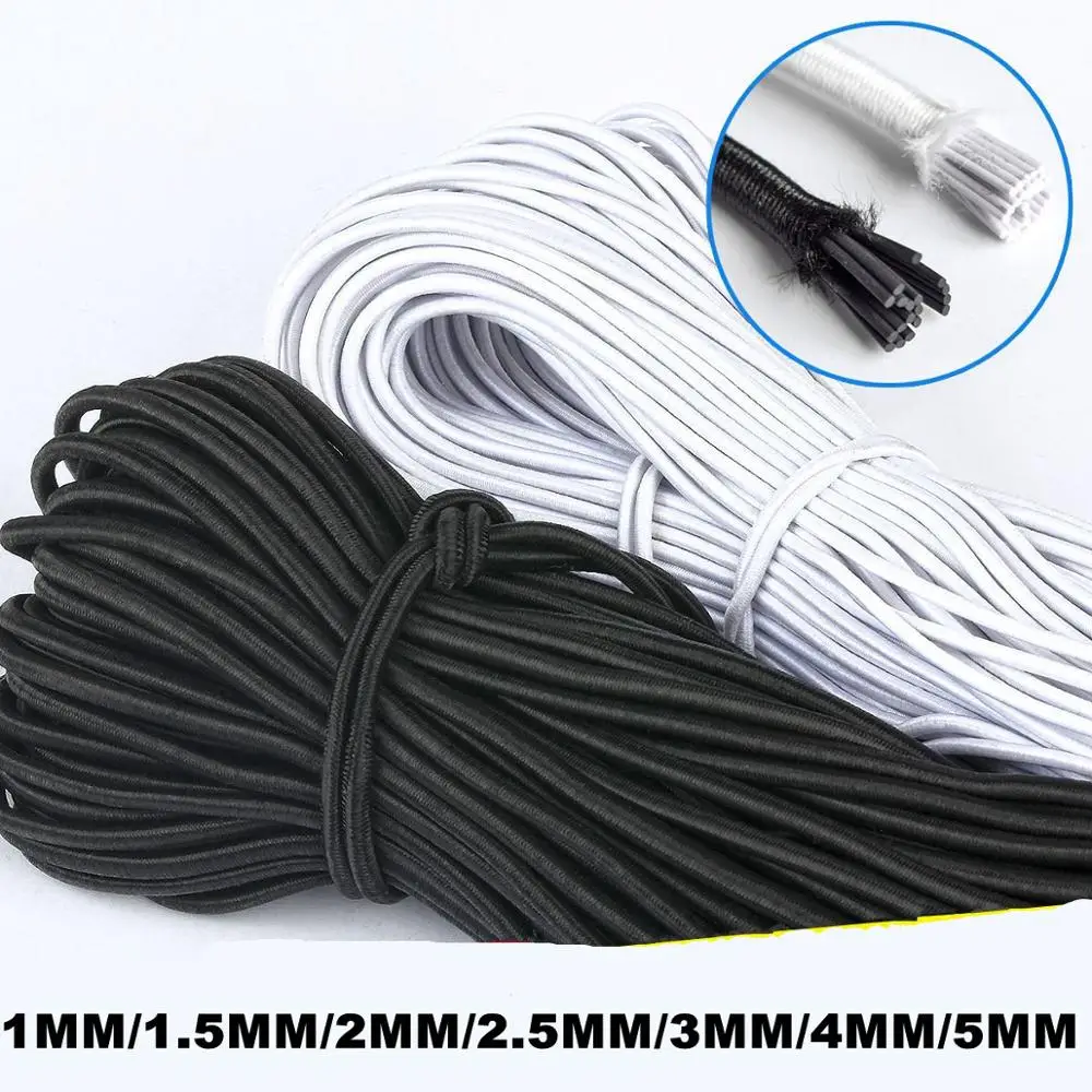 

2Meter/Bag Black White Multi Size Round Elastic Band Elastic Rope Rubber Band Elastic Line DIY Sewing Accessories