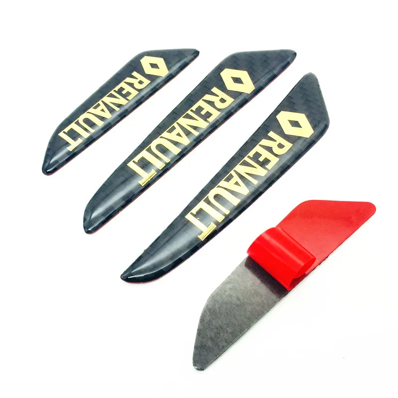 FDIK 4pec/set for Renault 3D Carbon Fiber Vinyl The door crash bar Side Door Edge Protector Protective Strip Scrape Guard