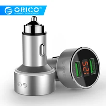 Автомобильное зарядное устройство ORICO с двумя usb-портами и экраном дисплея, Мини Автомобильное зарядное устройство с 2 портами USB для мобильного телефона, планшета, gps, iPhone 7, 8 Plus, samsung