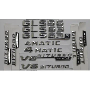 

Chrome Shiny Silver Car Trunk Rear Number Letters Badge Emblem Emblems Sticker for Mercedes Benz GLS55 GLS63 GLS63s AMG 4MATIC