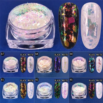 

1 Box Chameleon Nail Sequins Glitter Dust Dazzling Transparent Paillette Chrome Flakes Manicure Nail Art Decorations 12 Colors