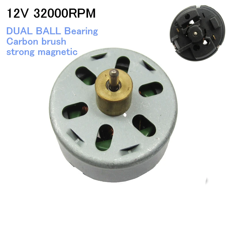 

MINI 775 DC motor 12V 32000RPM DUAL BALL Bearing Carbon brush strong magnetic