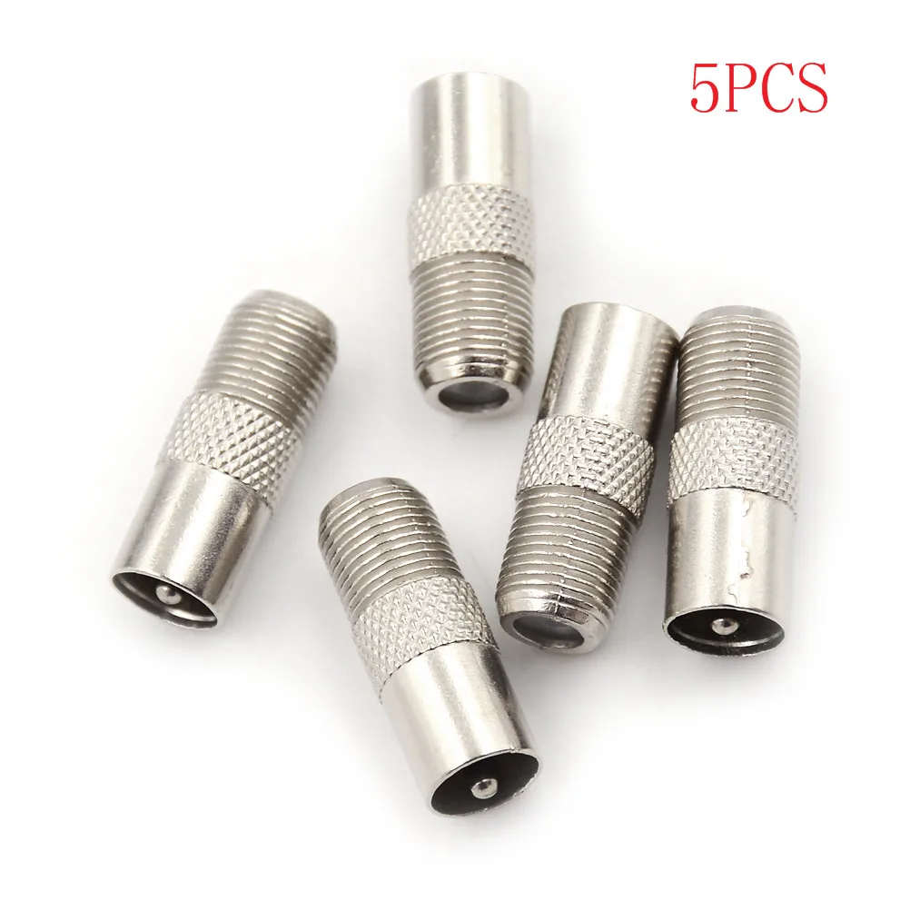 

5 Pcs/lot Tone Plated Alloy Female F To Male TV Aerial Plug Adapter Silver