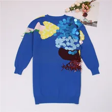 SRUILEE Brand Design Sequins Beading Long Jumper 2018 New Spring Blouse Women Sweater Pullover Knit Top Stylish Jersey Runway