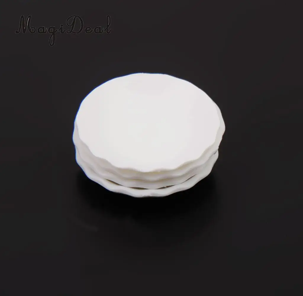 MagiDeal 4Pcs/Lot 1/12 Scale Dollhouse Miniature White Round Dishes Plate Tableware Kitchenware for Food Candy Kid Pretend Play