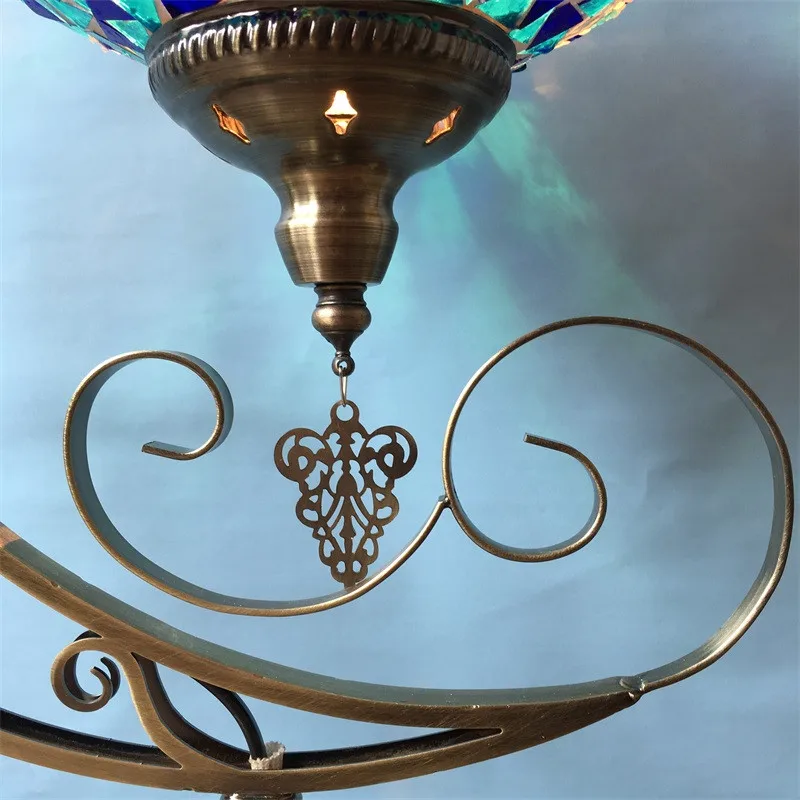 Винтажная, этнический стиль, романтическая спальня, гостиная, ресторан Кафе Гостиница ручной работы мозаичная стеклянная Турецкая настольная лампа M1957