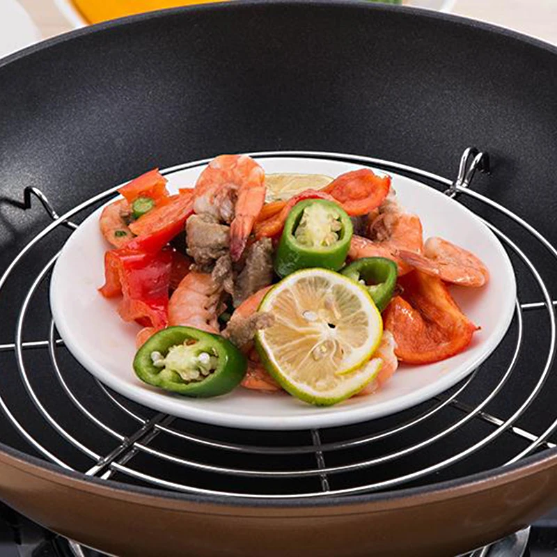 

Stainless Steel Oil Drain Steamer Semi-circular Vegetables Fried Dripping oil shelf grid Multifunction Kitchen Tools