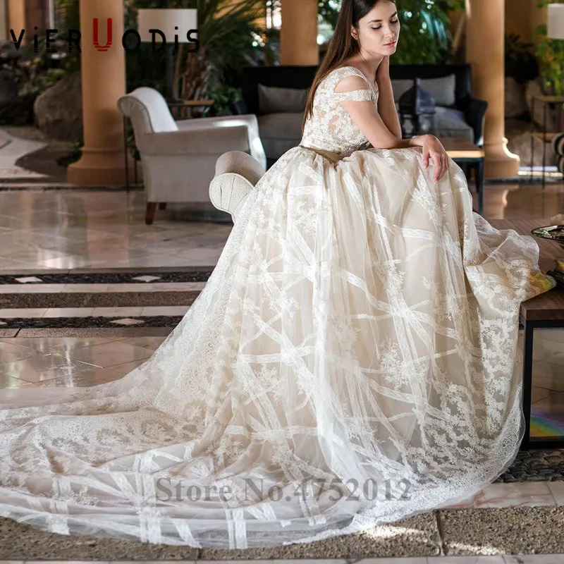 Vestidos De Novia Новое дизайнерское свадебное платье трапециевидной формы с часовым шлейфом элегантное без рукавов с кружевным орнаментом Тюлевое платье невесты