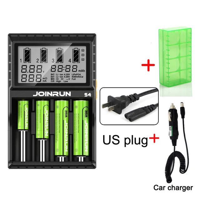 Joinrun S4 18650 cargador de batería inteligente cargador de batería para 18650, 14500, 16340, 26650 Ni-MH AAA AA cargador de batería Li-Ion inteligente con la caja de la batería Joinrun S4 18650 cargador de batería inteligente cargador de batería para 18650, 14500, 16340, 26650 Ni-MH AAA AA cargador de batería Li-Ion inteligente con la caja de la batería