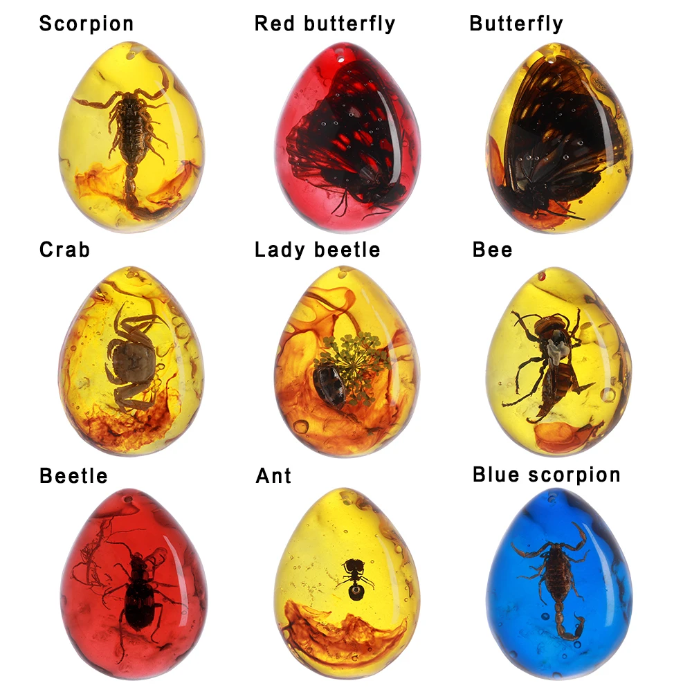 1 шт. модные натуральные насекомые Янтарный каменный орнамент оригинальность скорпионы бабочка пчела краб украшения DIY ремесла кулон подарок