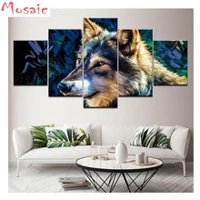 Пользовательские фото Алмазная вышивка крестиком на рисунке, Пособия по немецкому языку овчарки камни в форме ромба/Круглая Мозаика, алмазная вышивка волк 5 шт./компл. 5D "сделай сам"