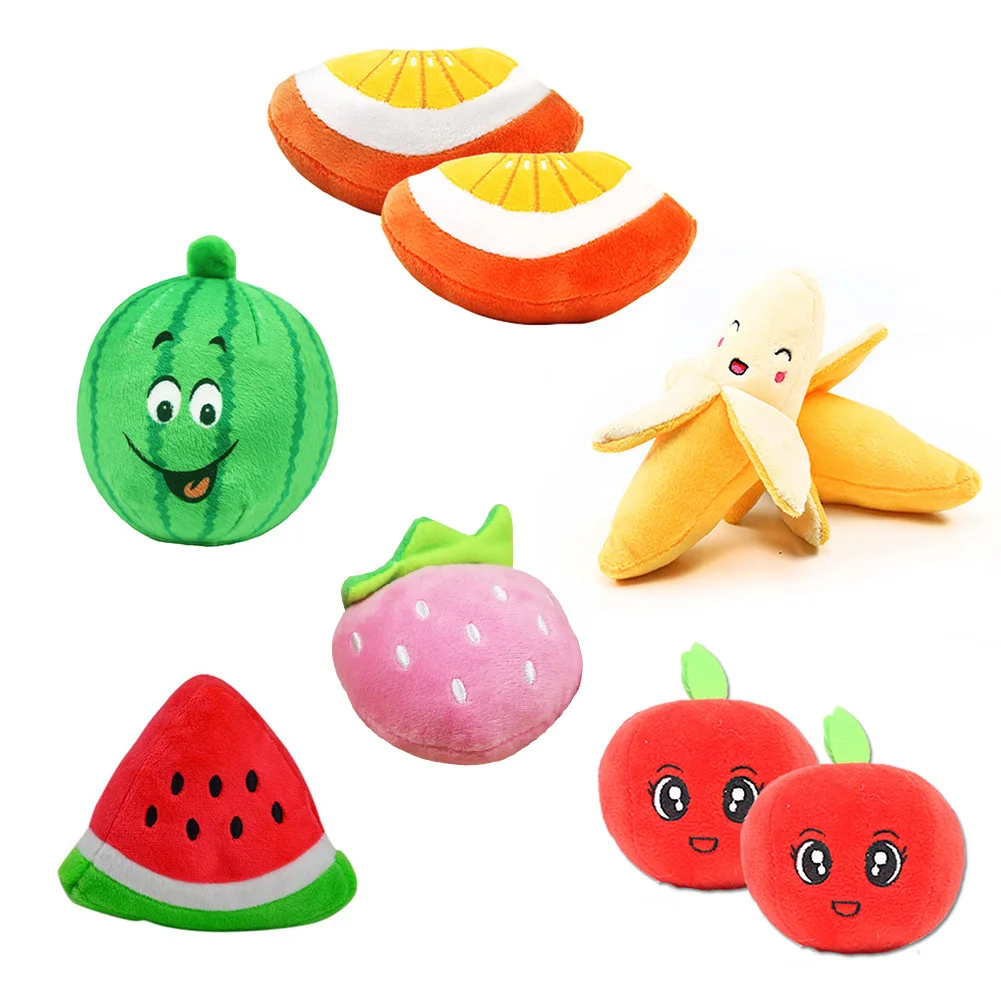 

Auto Interior Accessories Fruit Shape Fluff Car Toy Chew Toy Squeaky Plush Sound Fruit for Child Pet Dog